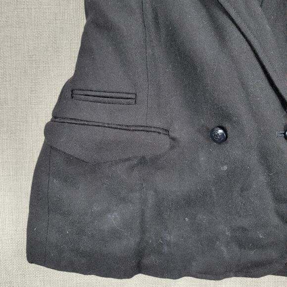 Gap Womens Vest Large Black Wool Blend Plunging Neck Waist Tie Double Breasted - Picture 10 of 13